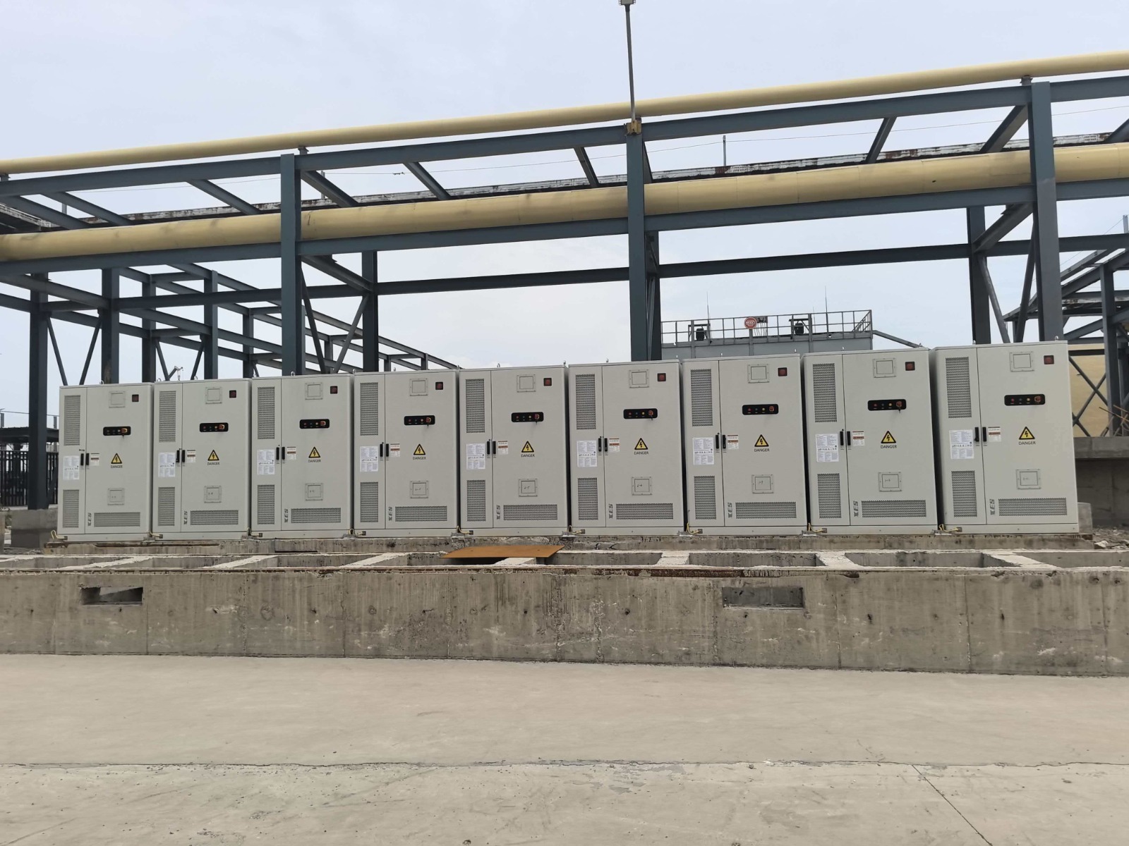 Battery cabinets in a row